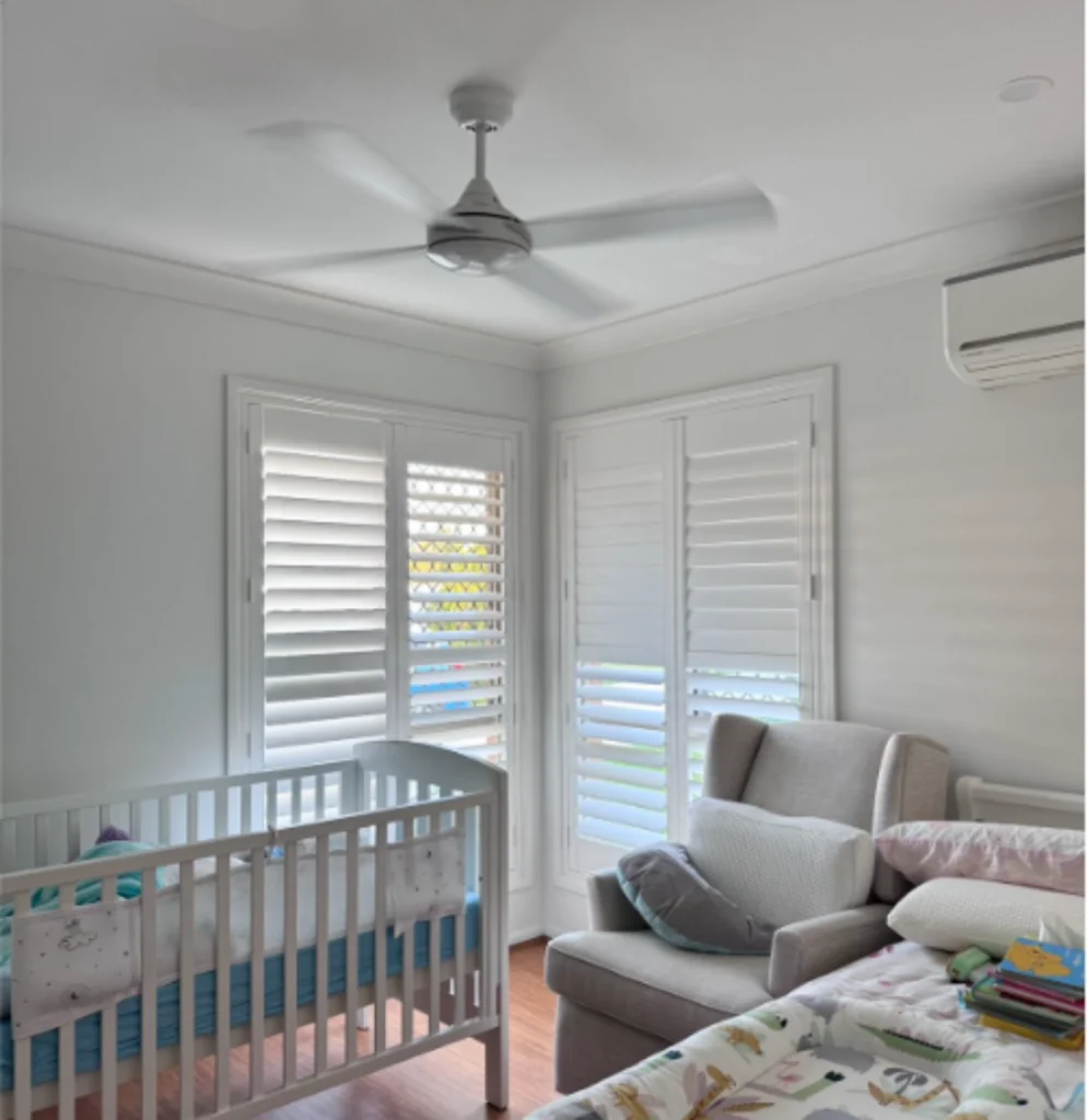 2 pvc plantation shutters installed for children room windows