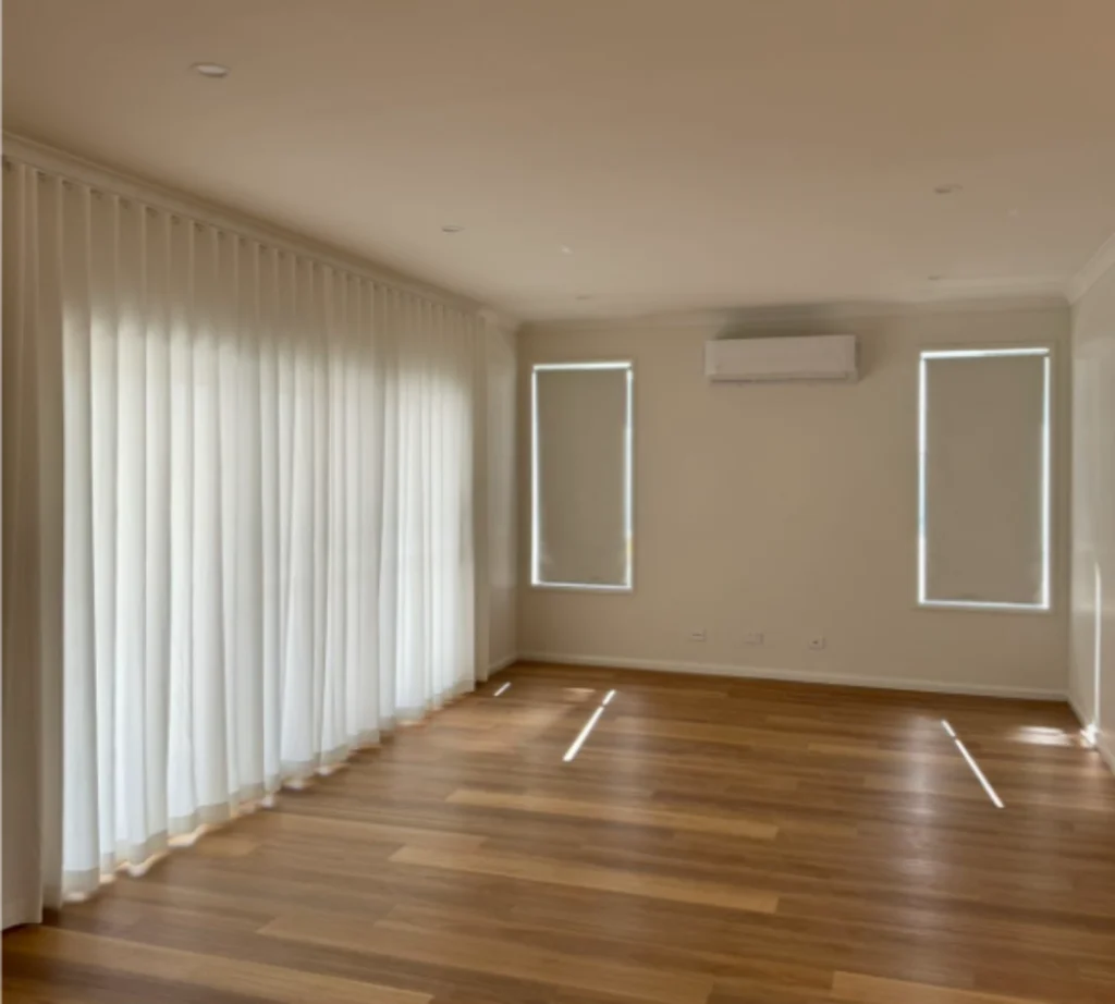 installed two blockout roller blinds and one s fold privacy sheer in bedroom