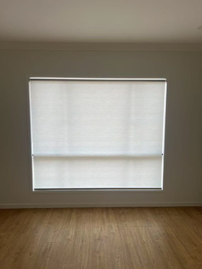 light filtering privacy white roller blind installed in frame for one window