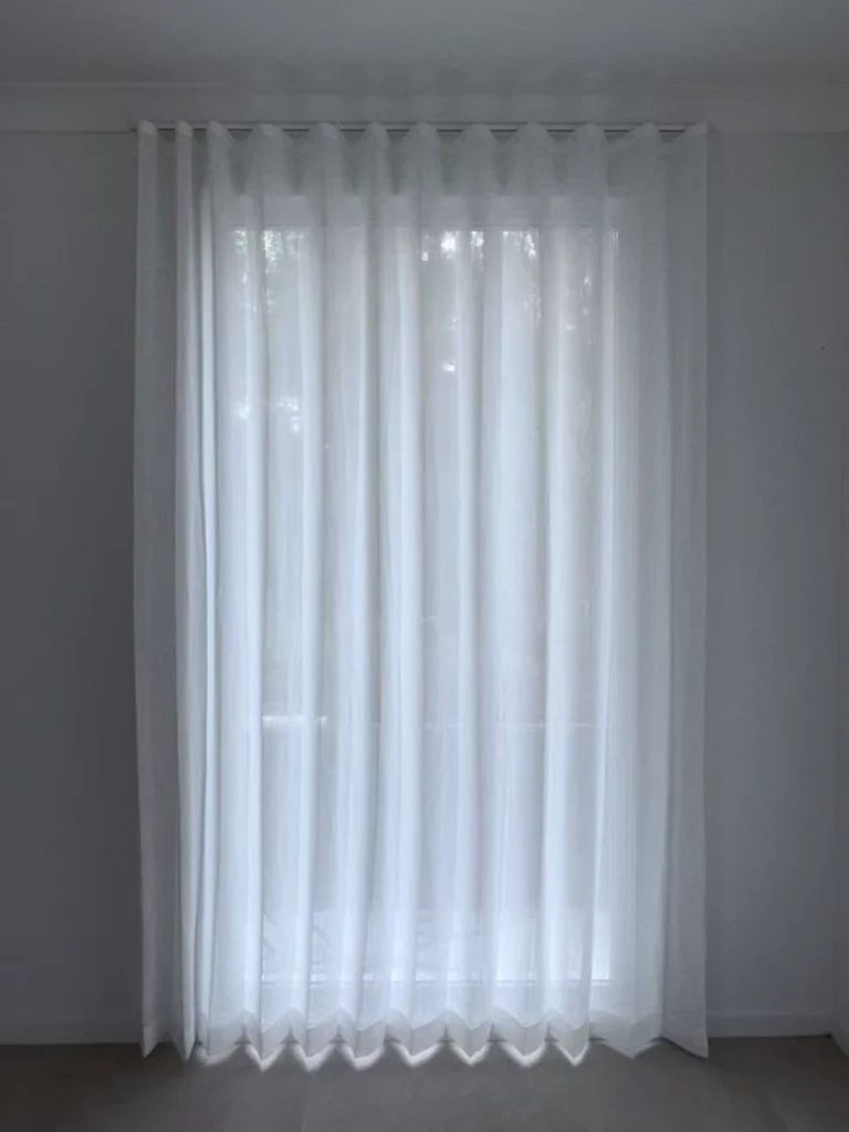 s fold transparent sheer installed for one window