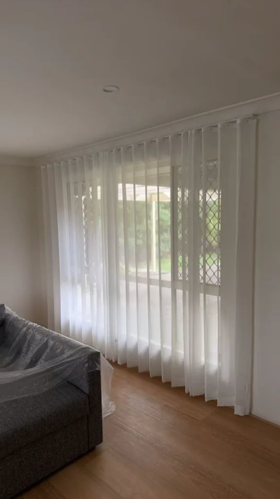 s fold transparent sheer installed in living area