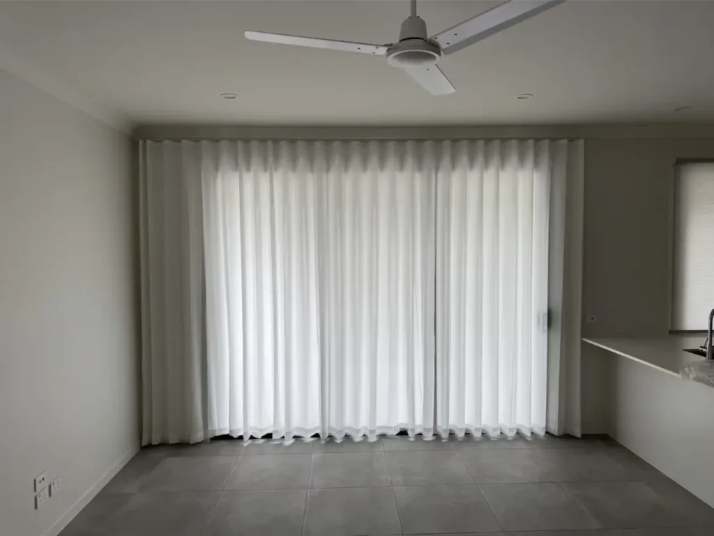 sheer in living sliding door with kitchen