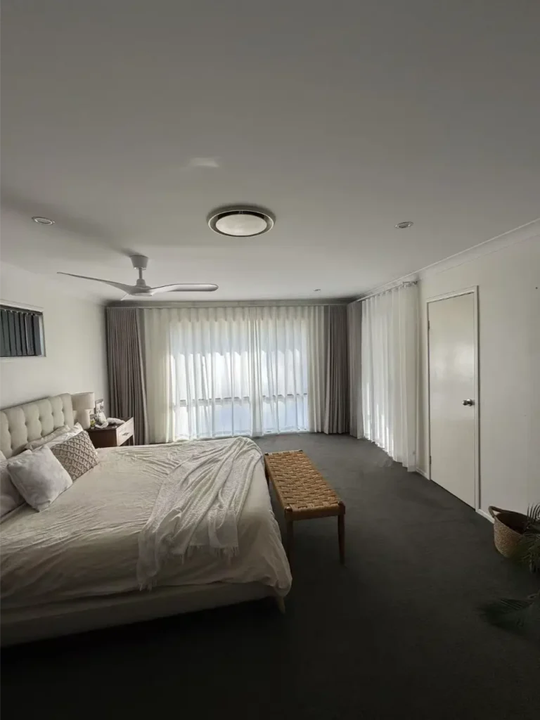 sheer with curtain in bedroom