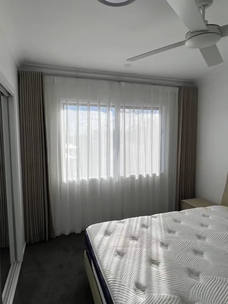 S-fold curtain with pinch sheer halfway